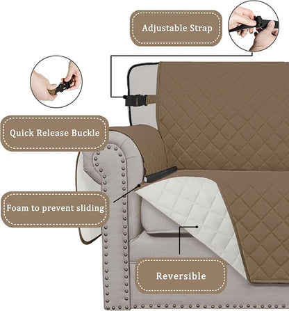 Easy-Going Reversible Couch Cover, Chair 30 in, Camel/Ivory | Machine Washable Slipcover For Dogs, Water Resistant Furniture Mat For Living Room, Non-Slip Sofa Cover, Pet Friendly