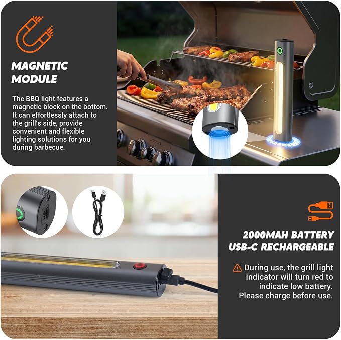 AuntyFey Grill Lights for Outdoor Grill Designed for Blackstone Weber Griddle, Magnetic BBQ Grill Light for Blackstone Griddle Accessories, Magnetic Grill Lights Fathers Day Gift for Men Women Dad Mom