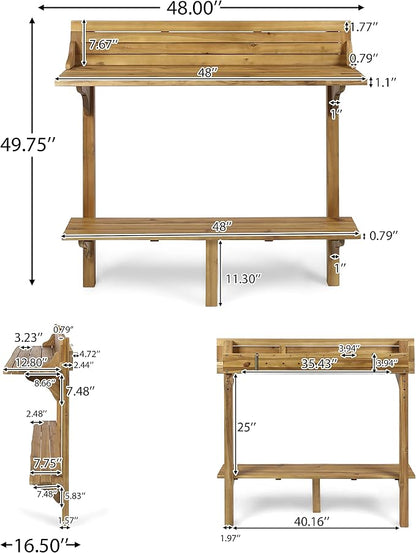 Christopher Knight Home Caribbean Outdoor Acacia Wood Balcony Bar Table, Natural Stained