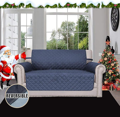 Easy-Going Reversible Couch Cover, 2 Cushion Sofa, Dark Blue/Light Blue | Loveseat, Slipcover For Dogs, Water Resistant Furniture Mat, Living Room, Non-Slip Sofa Cover, Pet Friendly