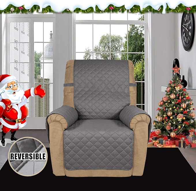 Easy-Going Reversible Couch Cover, Recliner 19 in, Gray/Light Gray | Machine Washable Slipcover For Dogs, Water Resistant Furniture Mat For Living Room, Non-Slip Sofa Cover, Pet Friendly