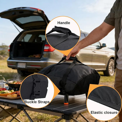 2-in-1 Cover & Carry Bag for Blackstone 2238 Leggero Pizza Oven | Fits Blackstone 2238 Leggero, 19.7"x20.5"x8.5", 600D Oxford, Waterproof, Padded Handle, Buckle Straps, Portable