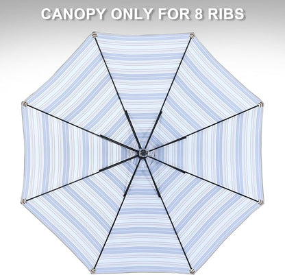 MASTERCANOPY Patio Umbrella 10 ft Replacement Canopy for 8 Ribs-Black and Red stripe Canopy Only