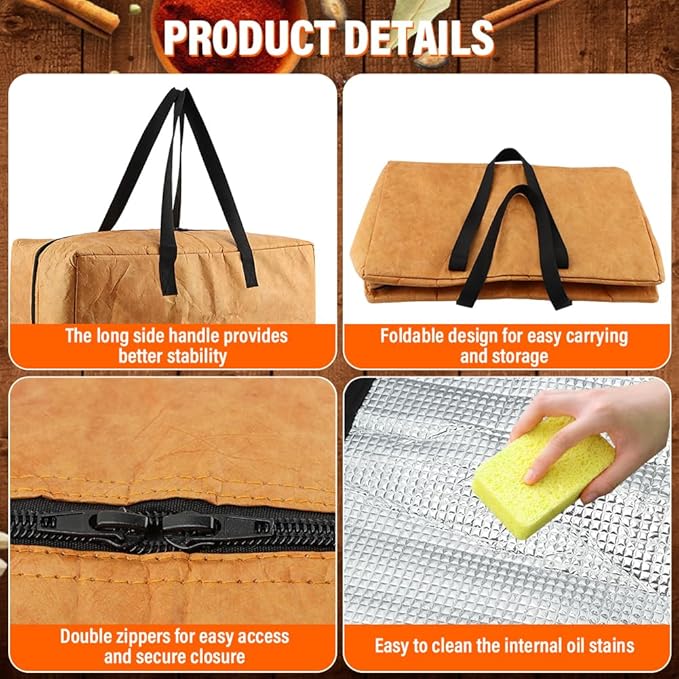 BBQ Blanket Aluminum Foil Insulated for Resting Meat Smoker Grilling with Zipper(Color:Brown)