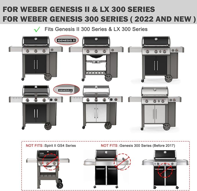 66095 Grill Replacement Grates 66032 Flavorizer Bars Grill Parts for Weber Genesis II E-310 E-315 GS4 Grill Replacement Parts E-335 S-310 Weber Genesis II 300 Series LX 300 Series Cooking Grates Parts