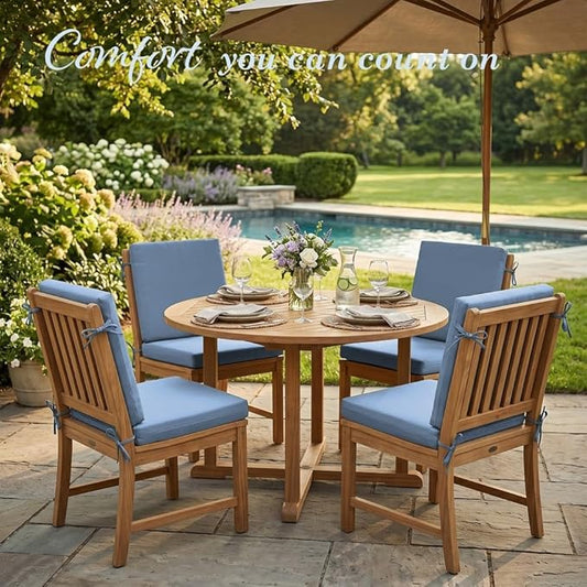 California Umbrella Outdoor Dining Chair, Set of 4 Patio Seat Cushions, 20 x 40 Inch, Premium Outdoor Memory Foam, Fade Resistant, Sunbrella Fabric, Fabric Ties, Air Blue