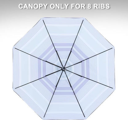 MASTERCANOPY Patio Umbrella 10 ft Replacement Canopy for 8 Ribs-Navy and Green Stripe Canopy Only