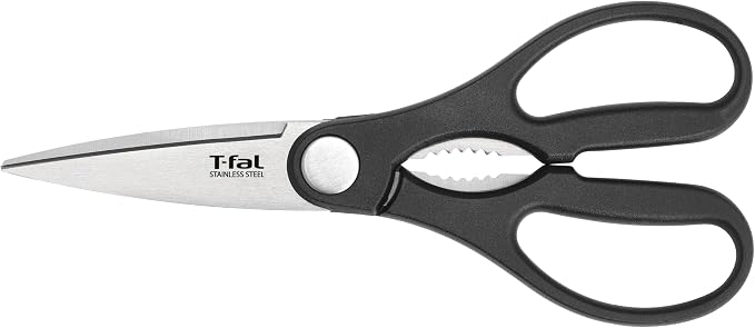 T-fal Ice Force Kitchen Scissors, German Stainless Steel, 6 in | Ice-hardening technology, Ergonomic soft-grip handles, Cuts meat, poultry, herbs, and packaging, X50CrMoV15 steel