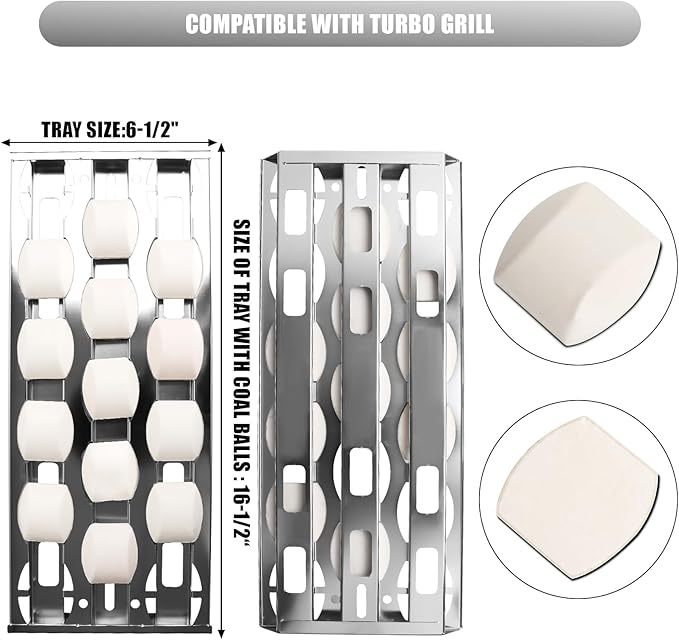 SafBbcue Briquette Tray for Turbo 720-0057 CG3CKW CG4CKW Elite BTE3221NG CG3TDN CG5TDN XG3TCN Classic CG3TCN Cutlass Pro Briquette Tray RON30B RON38B RON42B Grills Stainless Steel 4 pcs