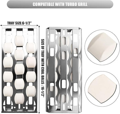 SafBbcue Briquette Tray for Turbo 720-0057 CG3CKW CG4CKW Elite BTE3221NG CG3TDN CG5TDN XG3TCN Classic CG3TCN Cutlass Pro Briquette Tray RON30B RON38B RON42B Grills Stainless Steel 4 pcs