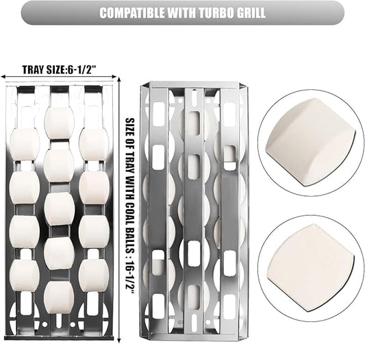 SafBbcue Briquette Tray for Turbo 720-0057 CG3CKW CG4CKW Elite BTE3221NG CG3TDN CG5TDN XG3TCN Classic CG3TCN Cutlass Pro Briquette Tray RON30B RON38B RON42B Grills Stainless Steel 4 pcs
