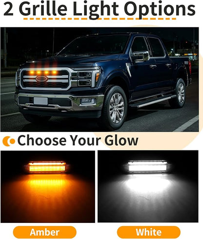 LED Grill Lights for Ford F150 2024-2026 Accessories Lariat Only, Amber | Direct-Snap F150 Front Grille Marker Lights, OEM-Style Fit, IP68 Waterproof, Raptor-Style Front-End Upgrade, Off-Road Ready