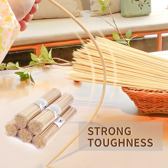 [100 PCS] 12 inch Bamboo Skewers, Premium Wooden Skewers without Splinters, Skewers for Grilling, BBQ, Appetizer, Fruit Kabobs, Chocolate Fountain, Cocktail Toothpicks, and Food Skewer Sticks.