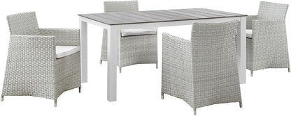 Modway Junction 5 Piece Outdoor Patio Dining Set, 81.8" x 109" x 32", Gray White
