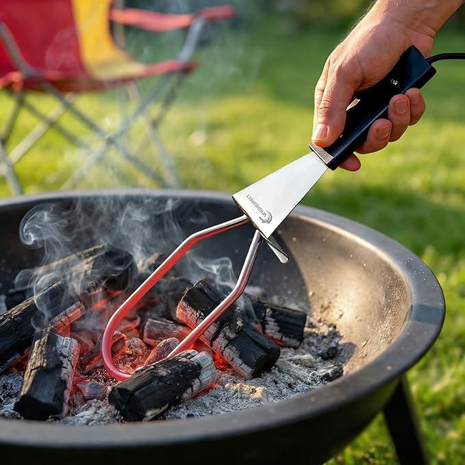 600W Electric Charcoal Starter Fire Lighter with Power Indicator Light for BBQ Grill Smoker Fireplace, Firepit, Stove - Quickly Ignite Coals Briquettes - 29 Inch Power Cord