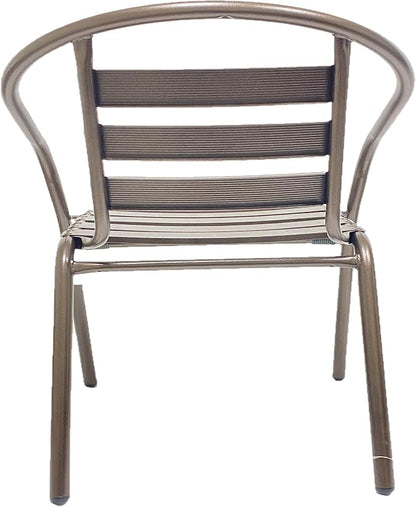 Indoor Outdoor Set of 4 Bronze Restaurant Metal Aluminum Slat Stack Chairs Lightweight