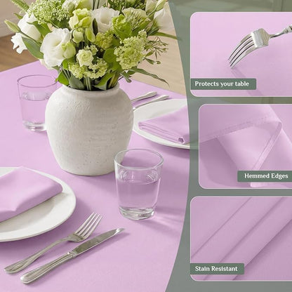 Softalker Rectangle Tablecloth, Waterproof Table Cloths Wrinkle Free Fabric Washable Polyester Table Cover for Dining Tables Party Outdoor Camping Parties Buffet - 60 x 120 inch, Lavender