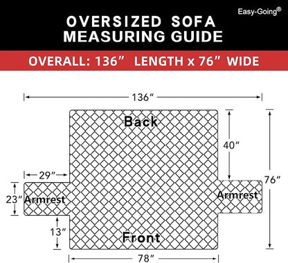 Easy-Going Reversible Couch Cover, 3 Cushion Sofa, Light Gray/Light Gray | X-Large Sofa, Washable Slipcover For Dogs, Water Resistant Mat, Living Room, Non-Slip Sofa Cover, Pet Friendly