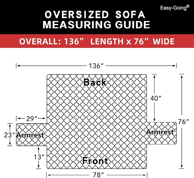 Easy-Going Reversible Oversized Couch Cover for 3 Cushion Couch Sofa Cover for Dogs Water Resistant Furniture Protector Cover with Foam Sticks for Pet (Oversized Sofa, Brown/Brown) | Machine Washable Slipcover For Dogs, Water Resistant Furniture Mat Fo...