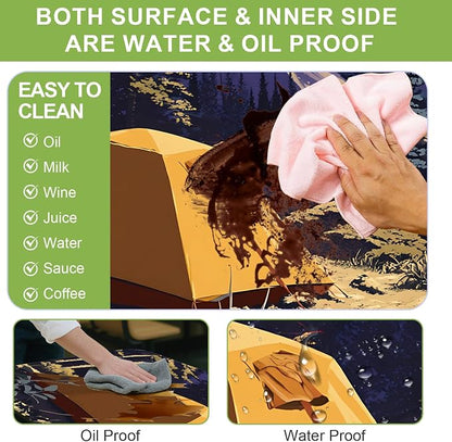 ANNA QUEEN Camping Adventure 6FT Picnic Table Cover with Bench Covers Set of 3 with Drawstring Bag, Forest Tent Scene 72"x30" Waterproof Picnic Tablecloth & Bench Covers for Outdoor Dining