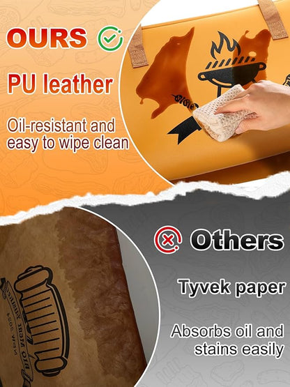 Apipi PU Leather BBQ Blanket for Resting Meat - 8.6" x 10" x16" Easy Clean Insulated Meat Resting Bag for BBQ Accessories, Grilling Father’s Day Gifts for Men