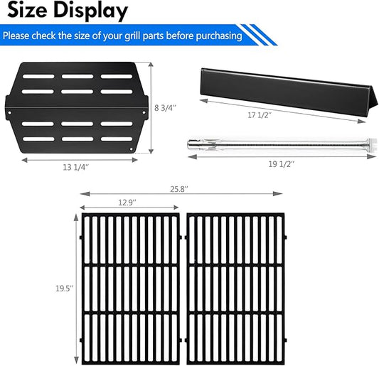 Genesis E-330 with Sear Burner Grill Grates Flavorizer Bars Burners Grill Parts for Weber Genesis 4 Burner with Sear Grill Replacement Parts Genesis 330 S-330 E-310 S-310 E-320 7524 Grates