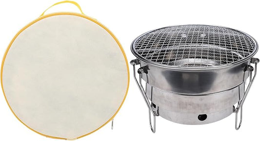 Portable Folding Charcoal Grill Stainless Steel BBQ Grill with Collapsible Frame, Recessed Charcoal Tray, Portable Storage Bag for Outdoors Cooking Patio Backyard (CW305 28 BBQ)