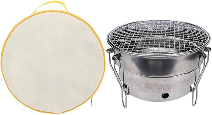 Portable Folding Charcoal Grill Stainless Steel BBQ Grill with Collapsible Frame, Recessed Charcoal Tray, Portable Storage Bag for Outdoors Cooking Patio Backyard (CW305 28 BBQ)