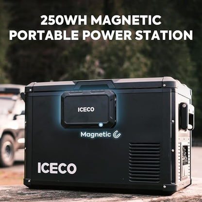 ICECO PB250 Portable Power Station, 250Wh Magnetic Power Bank, Outdoor Generator 12V Refrigerator, Mobile Lithium Battery Pack, for Home Backup Outdoor Emergency RV Van Hunting