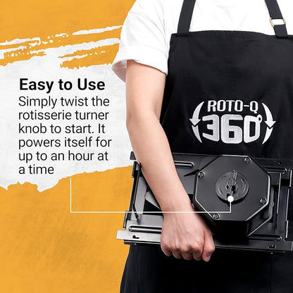 ROTO-Q 360 Cordless Universal Rotisserie Kit for Grills Ovens and Smokers - Non-Electric Wind-up Spit Roaster, Gas or Charcoal BBQ - Compatible with Kamado Joe Green Egg Kettle (Black) | Cordless wind-up rotisserie works with grills, ovens and smokers ...
