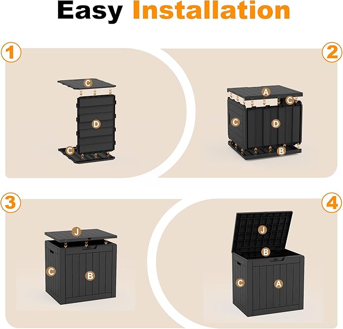 ROJIK 35 Gallon Deck Box Outdoor, Waterproof Outdoor Storage Boxes with Lids, Outside Resin Lockable Storage Box for Patio Cushions, Garden Tools(Grey)