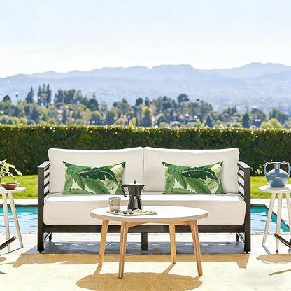 LVTXIII Outdoor Pillow Covers 12x20 Inch Fade Resistant Patio Lumbar Pillow Covers, All Weather Throw Cushion Cases for Sofa Couch Decoration, Swaying Palms Green