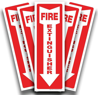 iSYFIX Fire Extinguisher Signs Stickers – 5 Pack 4x12 Inch – Premium Self-Adhesive Vinyl Decal, Laminated for Ultimate UV, Weather, Scratch, Water & Fade Resistance, Indoor & Outdoor