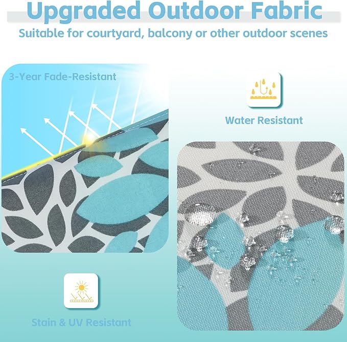 COZYVIDA Outdoor Chair Cushions Set of 4, 20"x20" Square Seat Pads with Tie Straps and YKK Zippers, 30D High-Density Foam, Water-Resistant Fabric,UV-Resistant 1000+ Hrs