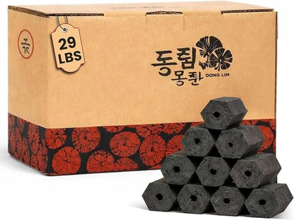 Dong LIM Binchotan Style Charcoal Briquettes, 29lbs (13kg) | High heat, low ash, long burning. Perfect for Japanese & Korean BBQ, Weber kettles, & kamado grills