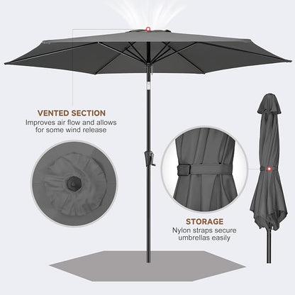 10 ft Patio Umbrella Outdoor with Push Button Tilt, Anthracite | UV Protection, Waterproof, Large Porch Deck Umbrella for Pool, Table, Garden, Backyard, Provides Shade