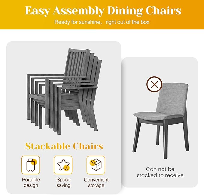 FansaFurn Patio Dining Chair Set of 4, Aluminum Outdoor Dining Chairs with Waterproof Cushions, Metal Outdoor Patio Furniture Seating for Porch, Balcony, Deck, Backyard, Grey