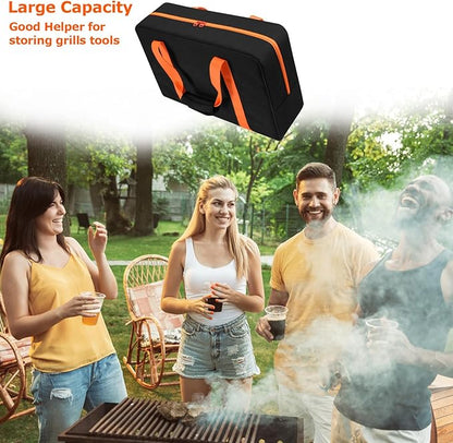 Cosmos BBQ Tool Storage Bag Grill Accessory Storage Bag Grill Utensil Carry Bag Grilling Hardware Tote Bag Container Foldable Grill Tool Replacement Bag for Outdoor Camping Barbecue, 18.1x5.1x13 Inch