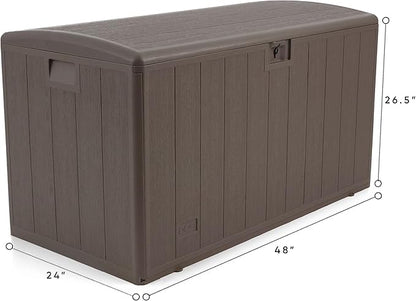 Plastic Development Group Outdoor Storage Deck Box, Standard Close, 105 Gallon, Driftwood