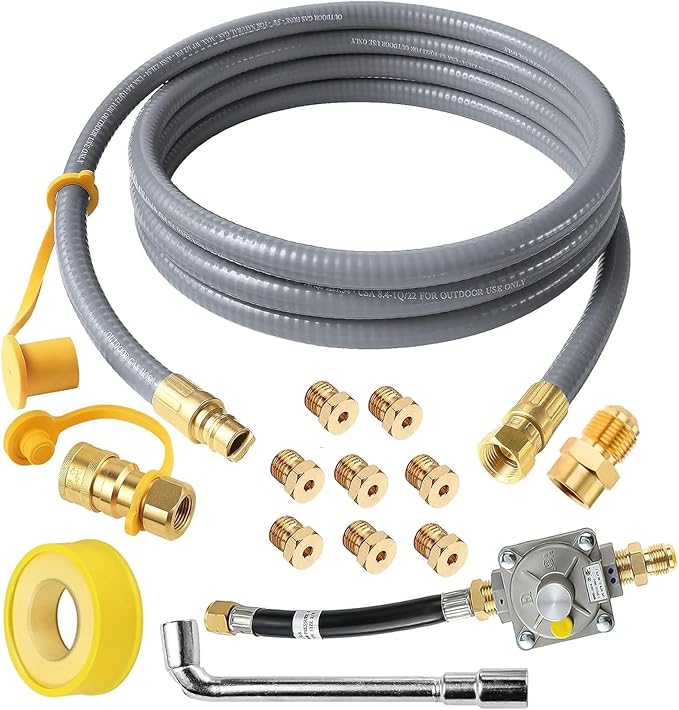 MIV Upgraded 10ft Upgraded Propane to Natural Gas Conversion Kit for Weber Genesis, Genesis II, Spirit, Spirit II Grills, Natural Gas Hose with Regulator for Genesis, Genesis II, Spirit