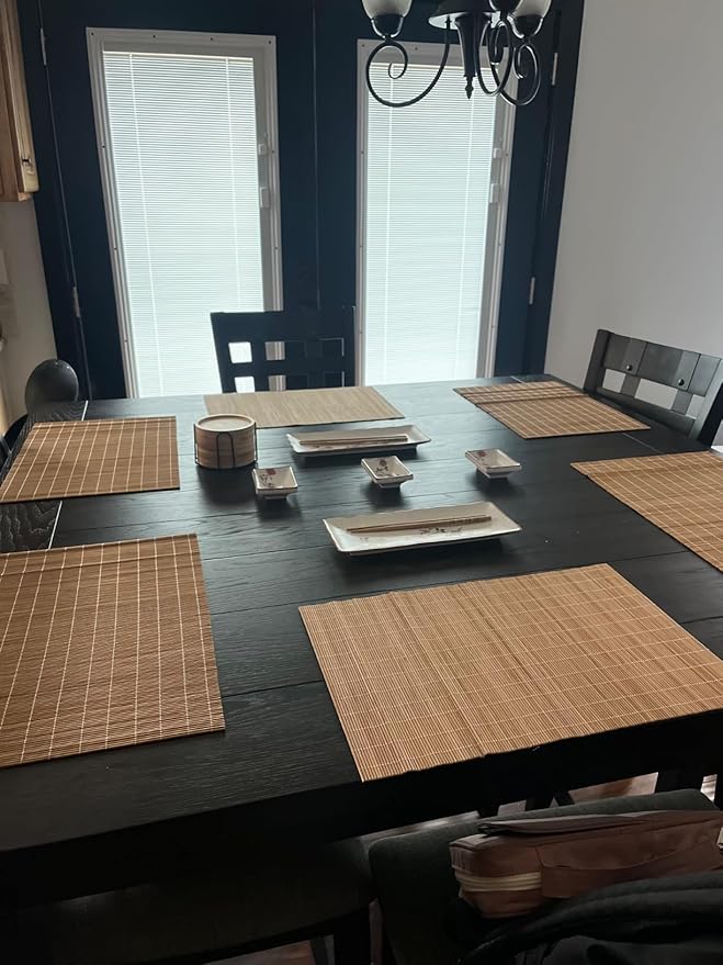 Dining Table Placemat, Heat-Resistant Place Mat Stain Resistant Anti-Skid Washable Bamboo Table Mat Placemat Kitchen Table mat