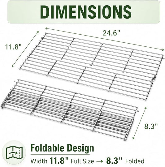 GRISUN Foldable Grill Warming Rack for Pit Boss 700FB Pellet Grill, Stainless Steel Upper Warming Rack Replacement for Pit Boss 400FB Pro 600 & Z Grills 550B, BBQ Grill Top Rack