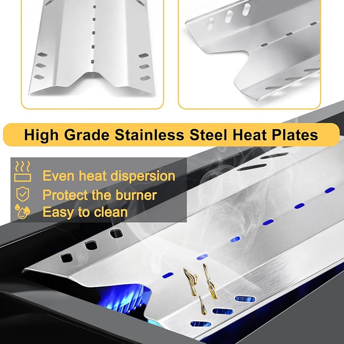 Grill Parts for Members Mark BQ05046-6 BQ05046-6-A BQ06042-1 BQ05046-6A, Stainless Steel Heat Plates, Burners and Grill Grates Replacement for Members Mark Gas Grill