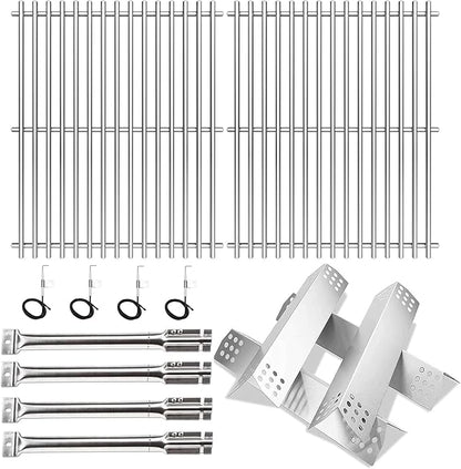 Hisencn Replacement Parts for Master Forge 1010037 1010048 Gas Grill Models, Stainless Steel Burners, Stainless Heat Plates Tent Shield and Cooking Grids Grill Grate Repair Kit