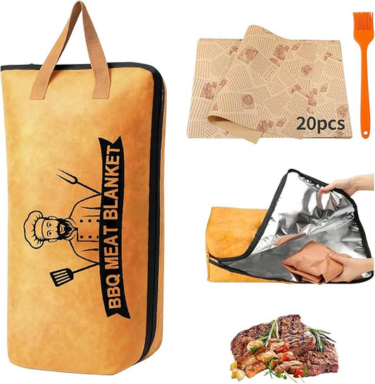BBQ Blanket for Resting Meat -Meat Resting Bag with 5-Layer Thermal Retention, Large Capacity Brisket Warmer for Smoker, Turkey & Pork Shoulder, Reusable Grilling Accessories & Gifts for Men