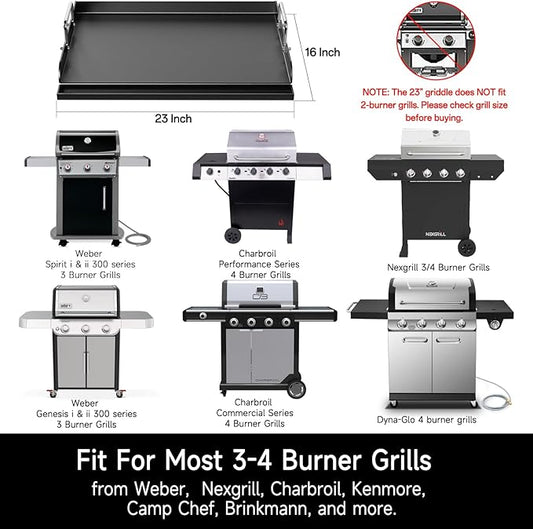 Nonstick Griddle for Gas Grill, 23" x 16" Ceramic Coated Flat Top Griddle for Stove Top, Heavy-Duty, Even Heating, Easy Clean, for Outdoor BBQ & Everyday Cooking