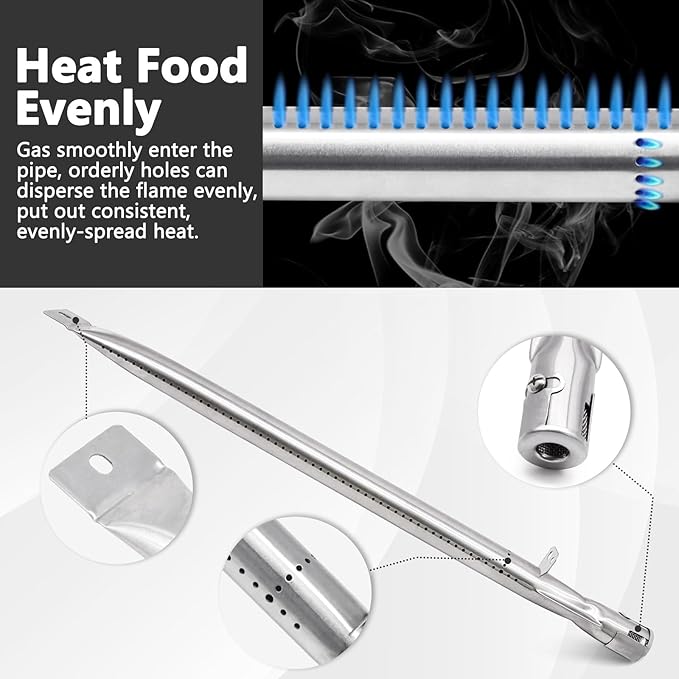 Criditpid Grill Replacement Parts for Char Griller 5050, 5650, 5072, Grease Tray Drip Pan, Heat Plates, Burner Tubes, Hanger Brackets, Ignitor for Char-Griller Replacement Parts, Chargriller 5050