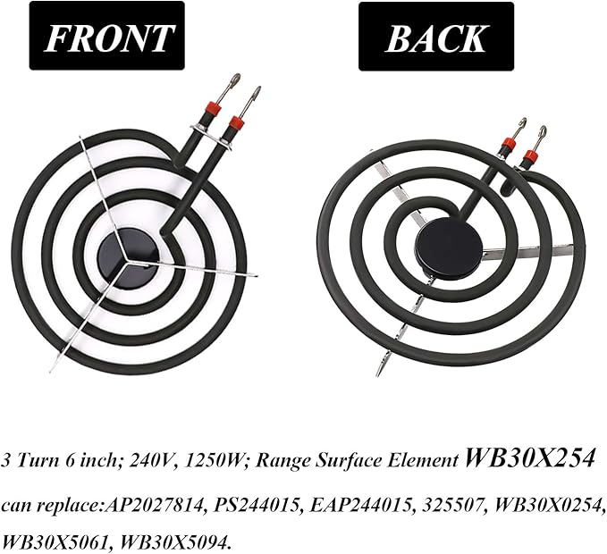 AMI PARTS SP22YA Electric Range Burner Element Unit Set Replacement Fit for G-E Hot-point Ro-per Ken-more Range Stoves (1 x WB30X253 8" & 3 x WB30X254 6")