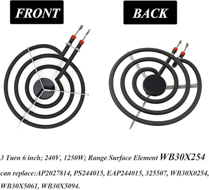 AMI PARTS SP22YA Electric Range Burner Element Unit Set Replacement Fit for G-E Hot-point Ro-per Ken-more Range Stoves (1 x WB30X253 8" & 3 x WB30X254 6")