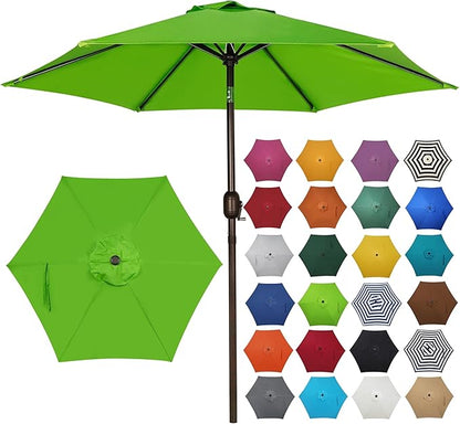 Blissun 7.5 ft Patio Umbrella, Yard Umbrella, Outdoor Market Umbrella with Push Button Tilt Crank, Lime